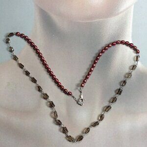 Freshwater Pearl and Smoky Quartz Necklace.